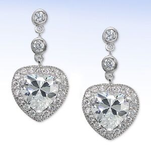 GIANI BERNINI Sterling Silver Cubic Zirconia HEART Drop EARRINGS